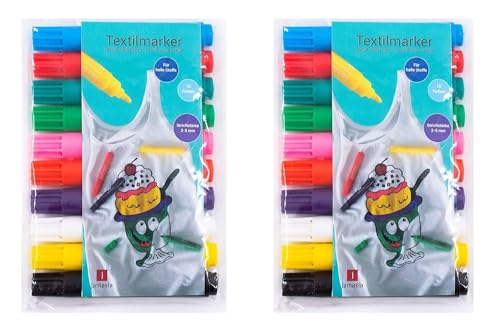 TerCasa 998702-1 Textilmarker Sets 2x 10er zum Bemalen von Stoff, 20 Stoffmalstifte im Etui, Textilstifte mit Strichstärke von 2 bis 5 mm, 20 Textilmalstifte in 10 verschiedenen Farben TerCasa 998702-1 Textilmarker Sets 2x 10er zum Bemalen von Stoff, 20 Stoffmalstifte im Etui, Textilstifte mit Strichstärke von 2 bis 5 mm, 20 Textilmalstifte in 10 verschiedenen Farben von TerCasa