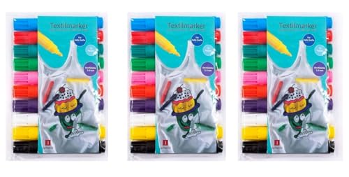 TerCasa 998702-2 Textilmarker Sets 3x 10er zum Bemalen von Stoff, 30 Stoffmalstifte im Etui, Textilstifte mit Strichstärke von 2 bis 5 mm, 90 Textilmalstifte in 10 verschiedenen Farben TerCasa 998702-2 Textilmarker Sets 3x 10er zum Bemalen von Stoff, 30 Stoffmalstifte im Etui, Textilstifte mit Strichstärke von 2 bis 5 mm, 90 Textilmalstifte in 10 verschiedenen Farben von TerCasa