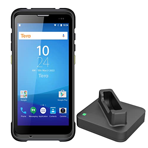 Tera 2023 𝗡𝗲𝘂𝗲𝘀𝘁𝗲 Android Barcode Scanner mit Ladestation 5.5" Tragbarer Handheld Mobile Computer PDA mit 1D 2D QR Scanner Android 9 Zebra SE4710 NFC Wi-Fi GPS BT HD-Display für Logistik P166 von Tera