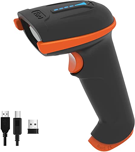 Tera 2D QR Barcode-Scanner, kabellos, USB, kabelgebunden, 1D, 2D, kabellos, Barcode-Leser für Digitale/gedruckte Barcodes, funktioniert mit Windows Mac Linux, D5100, Orange von Tera