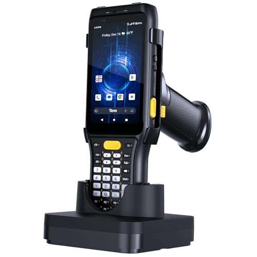Tera Android 11 Barcode Scanner PDA mit Ladestation Pistole Griff Tastatur Zebra SE4710 4" Touchscreen 4G WiFi GPS BT IP65 6700mAh 1D 2D QR Handheld PDA P161 von Tera