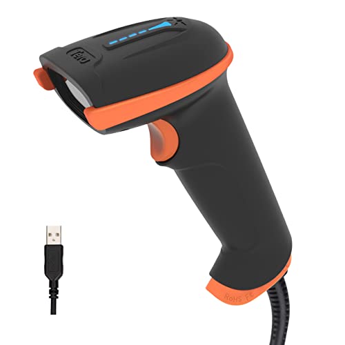 Tera Barcode Scanner 1D 2D QR Wired Handscanner Kabelgebundenes CMOS-Barcode-Lesegerät mit Stoßfest Wasserdicht IP65 Ergonomischer Griff 300,000-Pixel-Kamera und USB-Kabel, Plug&Play, D5100Y von Tera