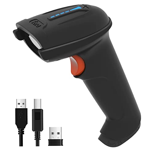 Tera Barcode Scanner 1D 2D QR Wireless Kabellos 2,4 GHz + Wired USB 2,0 Kabelgebunden Handscanner Barcodelesegerät 5 Mil Auflösung 100m Reichweite, Bildschirm-Scannen Unterstützt, D5100 von Tera