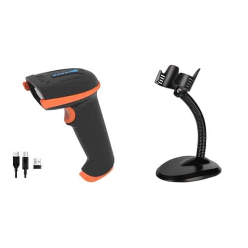 Tera Barcode Scanner 1D 2D QR Wireless Kabellos 2,4 GHz + Wired USB 2,0 & Universale Barcode-Scanner-Halterung/Ständer von Tera