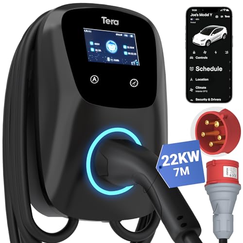 Tera EV Ladegerät Smart APP mit 32A Typ 2 22kW oder 11kW Heim Ladestation 400V CE & TÜV Wallbox 7m Ladekabel mit Ladegerätehalter App-Steuerung CEE 3-Phasen Stecker für Alle EVs und PHEVs W01 Schwarz Tera EV Ladegerät Smart APP mit 32A Typ 2 22kW oder 11kW Heim Ladestation 400V CE & TÜV Wallbox 7m Ladekabel mit Ladegerätehalter App-Steuerung CEE 3-Phasen Stecker für Alle EVs und PHEVs W01 Schwarz von Tera