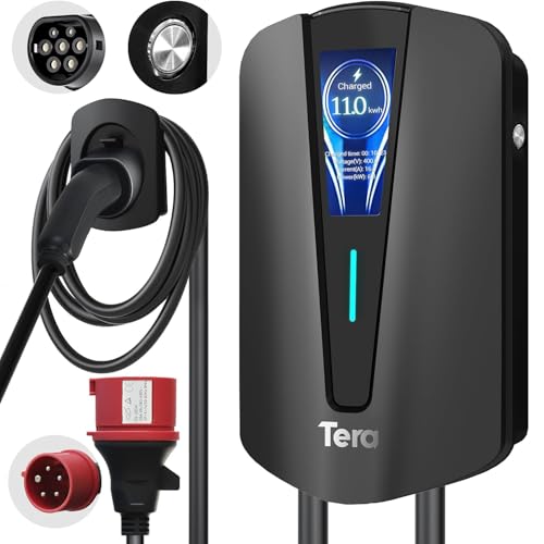 Tera EV Ladegerät Typ 2 11KW Heim-Ladestation Wallbox Ladekabel Elektroauto mit Kabelhalterung Ladekabel 3-Phasen CEE Stecker 16A 5PIN Kabel für EVs und PHEVs Q8 Schwarz Tera EV Ladegerät Typ 2 11KW Heim-Ladestation Wallbox Ladekabel Elektroauto mit Kabelhalterung Ladekabel 3-Phasen CEE Stecker 16A 5PIN Kabel für EVs und PHEVs Q8 Schwarz von Tera