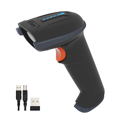 Tera Kabelloser Barcodescanner Handheld 1D Laser Wireless und USB Wired mit Akkustandsanzeige, Extra Großem Akku 2000mAh und Ergonomischem Design, Patent-Nr.: EU008489413, Upgrade-Modell 5100 von Tera