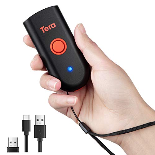 Tera Mini Tragbarer Barcode-Scanner CCD Barcodescanner 3in1 Bluetooth & USB-Kabel & 2,4G Wireless für 1D Barcodes auf Papier & Bildshirm Barcodelesegerät, 1100CCD von Tera