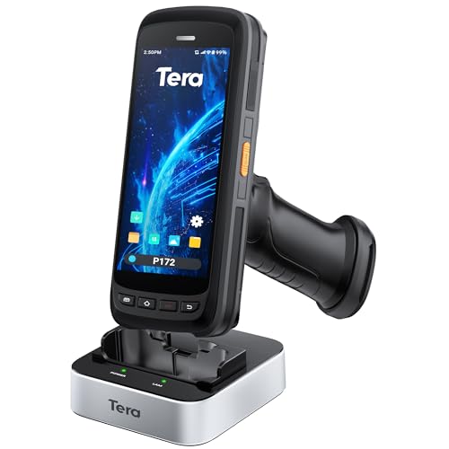 Tera Pro 2023 𝗡𝗲𝘂𝗲𝘀𝘁𝗲 Android Barcode Scanner PDA Android 11 mit Ladestation Pistolengriff 8000 mAh Batterie BT5.0 PDA Barcode Scanner POS Terminal Mobiler Computer Handheld Barcode Reader P172 von Tera