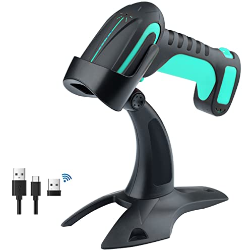 Tera Pro 3 in 1 Extreme Leistung Barcodescanner Kabellos QR 2D 1D Bluetooth Kabellos 2,4G & Kabelgebunden USB-C Industriell 1D Barcode Scanner 2500mAh Exzellente Fallfestigkeit mit Ständer 8100 Blau von Tera