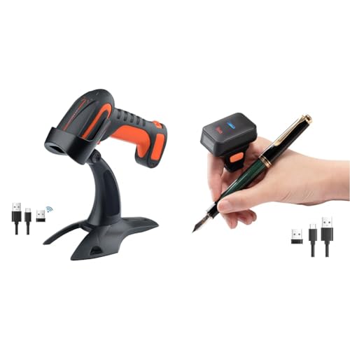 Tera Pro 3 in 1 Extreme Leistung Barcodescanner & Pro Series Mini CMOS Ring Barcode Scanner 1D 2D QR Barcode Scanner Wireless Bluetooth & Wireless 2.4G & USB 2.0 Portable, HW0010 von Tera