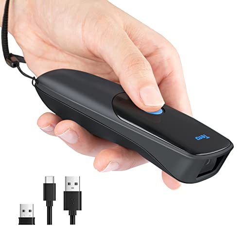 Tera Pro Series 2D QR 3-in-1 Portable Mini Barcode Scanner Bluetooth & USB Cable & 2.4G Wireless with Time Prefix/Suffix, 1200 mAh Better Efficiency, Model 1300 Blue von Tera
