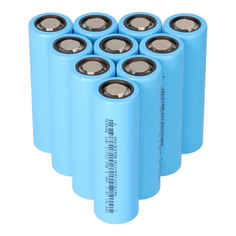 10x TerraE INR21700 55E2 5,5Ah 3,6V 19,8Wh LiNiCoAIO2-Zelle von TerraE