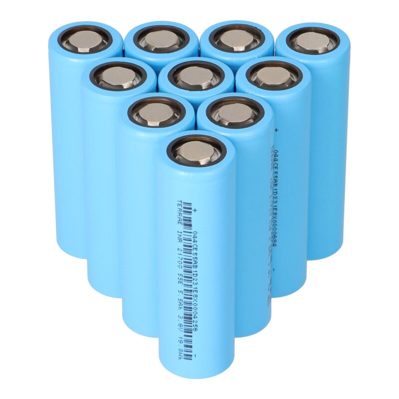 10x TerraE INR21700 55E2 5,5Ah 3,6V 19,8Wh LiNiCoAIO2-Zelle 10x TerraE INR21700 55E2 5,5Ah 3,6V 19,8Wh LiNiCoAIO2-Zelle von TerraE