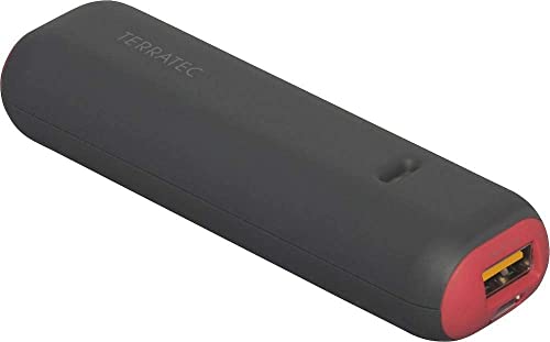 TERRATEC 171649 Powerbank P1, 2.600mAh Powerbank/Externer Akku/Ladegerät, 1 x Out (USB), LED Kapazitätsanzeige, für iphone, Samsung Galaxy und weitere, (Anthrazit/Rot) von TerraTec