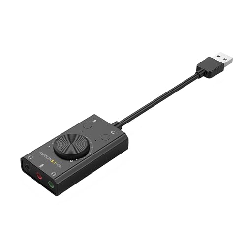 TerraTec AUREON 5.1 USB Externe Soundkarte 2 in 1 USB Stereo Sound Card Adapter mit Lautstärkeregler und Volume Kontrolle Plug & Play für PC, Notebook, Tablet, MacBook von TerraTec