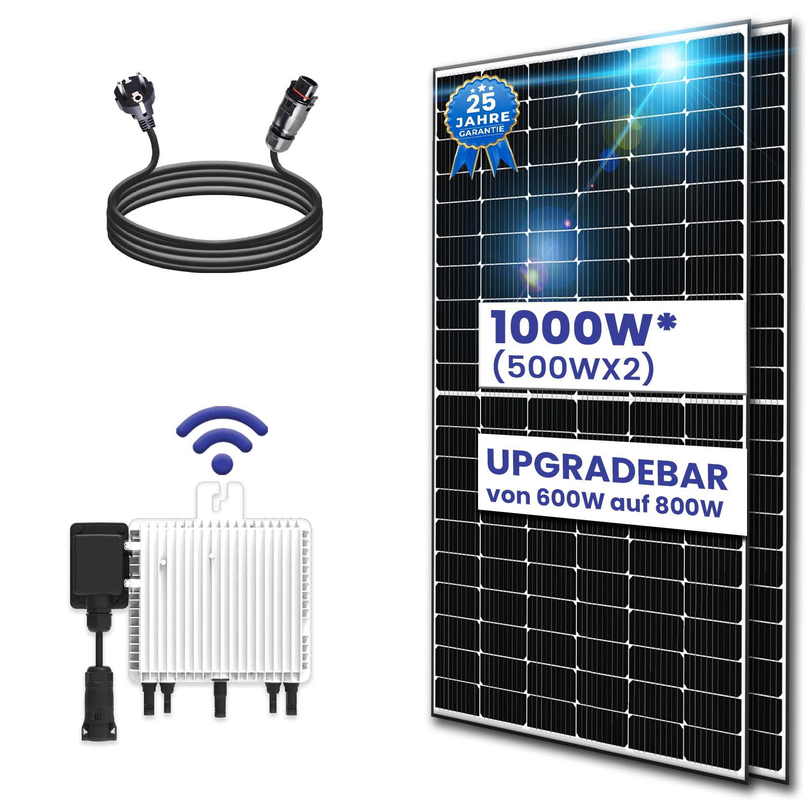 1000W Balkonkraftwerk Komplettset inkl. Neu Generation Upgradefähiger 800W Deye WIFI Wechselrichter mit Relais 1000W Balkonkraftwerk Komplettset inkl. Neu Generation Upgradefähiger 800W Deye WIFI Wechselrichter mit Relais von Terralumen GmbH