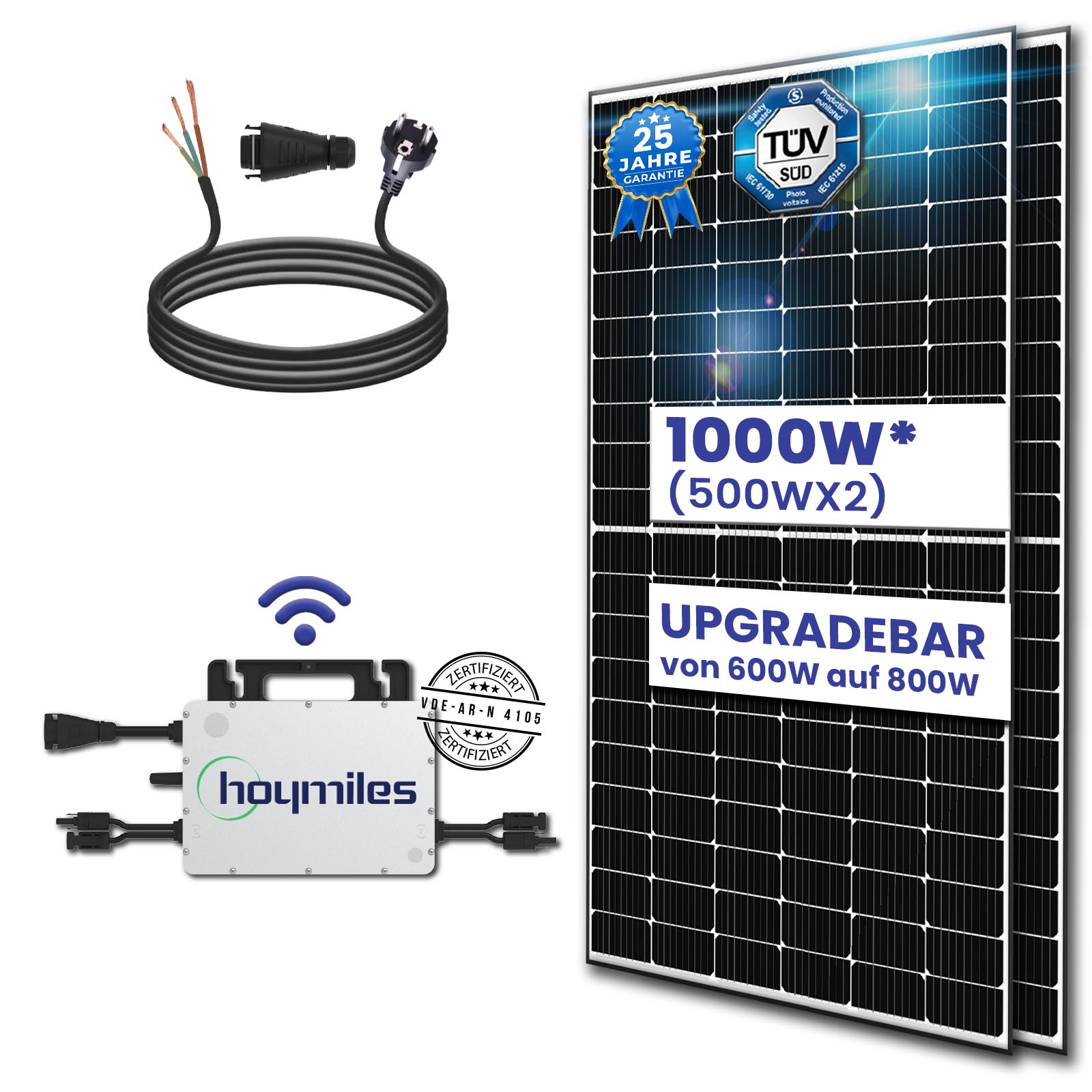 1000W Balkonkraftwerk mit Hoymiles HMS-800W-2T Upgradefähiger WIFI Wechselrichter 1000W Balkonkraftwerk mit Hoymiles HMS-800W-2T Upgradefähiger WIFI Wechselrichter von Terralumen GmbH