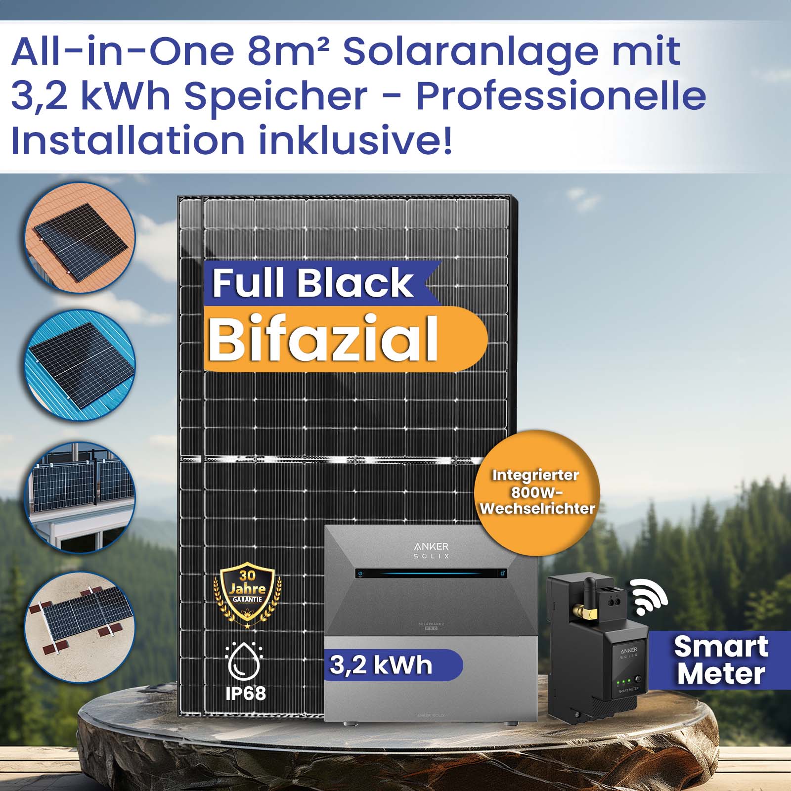 2000W Balkonkraftwerk mit Speicher 800W Wechselrichter All in One inkl. Solaranlage Montage mit Anker Solix 9,6kWh - Terralumen - Ohne Erweiterungsbat 2000W Balkonkraftwerk mit Speicher 800W Wechselrichter All in One inkl. Solaranlage Montage mit Anker Solix 9,6kWh - Terralumen - Ohne Erweiterungsbat von Terralumen GmbH