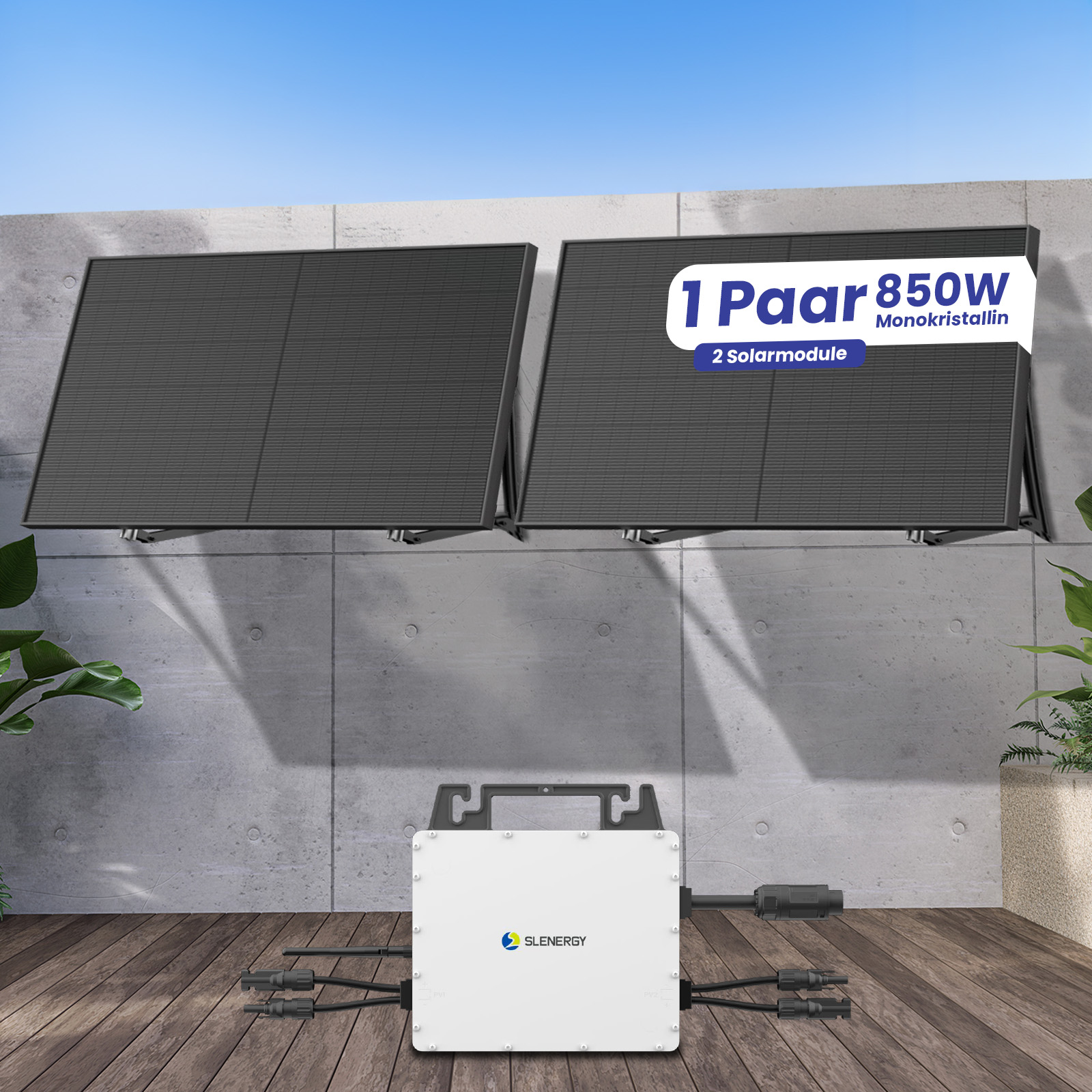 850W Balkonkraftwerk Photovoltaik Solarkomplettset mit integriertem WiFi Wechselrichter, Plug-and-Play-Installation 850W Balkonkraftwerk Photovoltaik Solarkomplettset mit integriertem WiFi Wechselrichter, Plug-and-Play-Installation von Terralumen GmbH