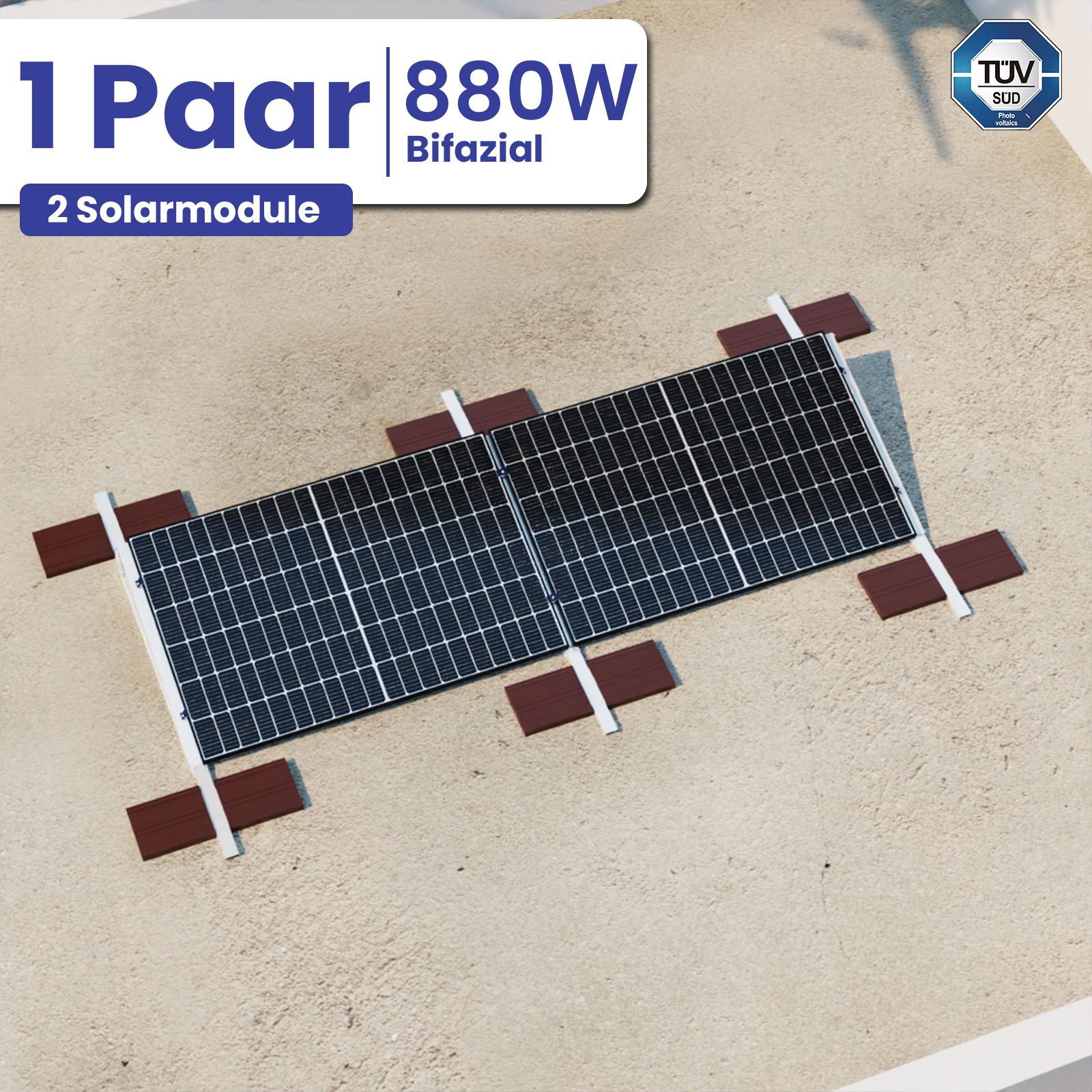880W/800W Bifazial Balkonkraftwerk Photovoltaik Komplettanlage Hoymiles HMS-800W-2T WIFI Wechselrichter 800W Aufständerung Süd Premium PV Montage 880W/800W Bifazial Balkonkraftwerk Photovoltaik Komplettanlage Hoymiles HMS-800W-2T WIFI Wechselrichter 800W Aufständerung Süd Premium PV Montage von Terralumen GmbH