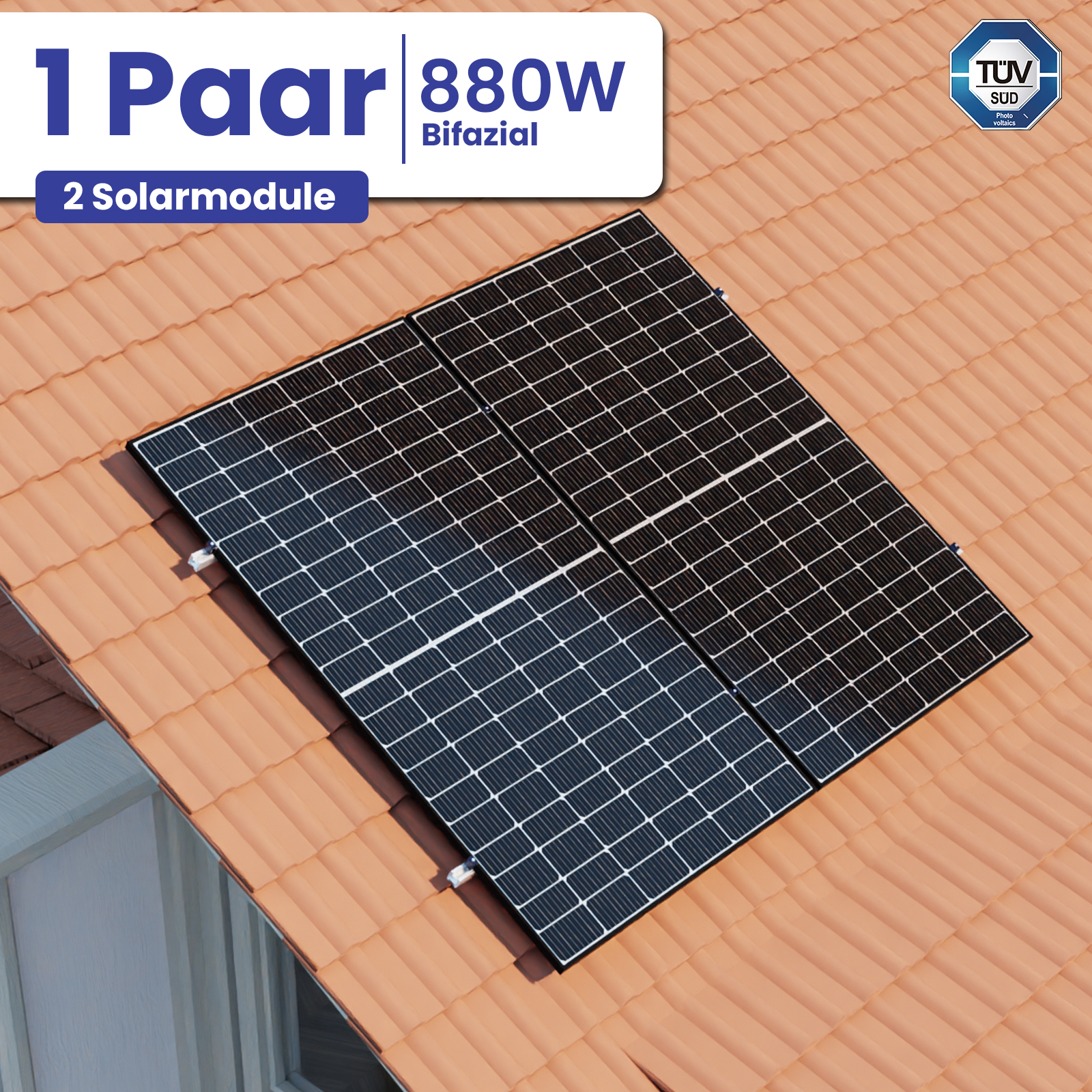 880W/800W Bifazial Balkonkraftwerk Photovoltaik Komplettanlage Hoymiles HMS-800W-2T WIFI Wechselrichter 800W Ziegeldach PV Montage 880W/800W Bifazial Balkonkraftwerk Photovoltaik Komplettanlage Hoymiles HMS-800W-2T WIFI Wechselrichter 800W Ziegeldach PV Montage von Terralumen GmbH