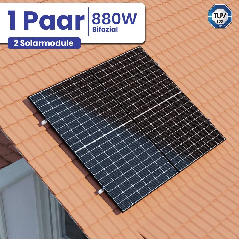 880W/800W Bifazial Balkonkraftwerk Photovoltaik Komplettanlage Hoymiles HMS-800W-2T WIFI Wechselrichter 800W Ziegeldach PV Montage von Terralumen GmbH