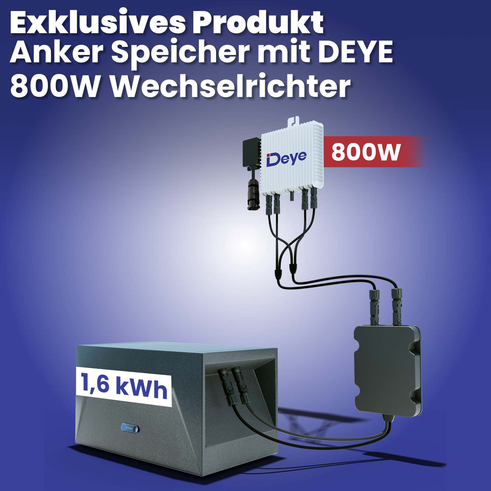 Anker SOLIX Solarbank E1600 Solarspeicher 1600Wh mit DEYE Wechselrichter 800W WIFI mit Relais und Anschlusskabel Anker SOLIX Solarbank E1600 Solarspeicher 1600Wh mit DEYE Wechselrichter 800W WIFI mit Relais und Anschlusskabel von Terralumen GmbH