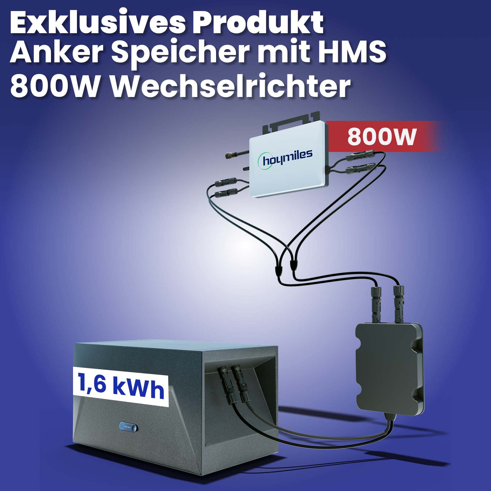 Anker SOLIX Solarbank E1600 Solarspeicher 1600Wh mit Hoymiles HMS-800W-2T WIFI Wechselrichter und AC Anschlusskabel Anker SOLIX Solarbank E1600 Solarspeicher 1600Wh mit Hoymiles HMS-800W-2T WIFI Wechselrichter und AC Anschlusskabel von Terralumen GmbH
