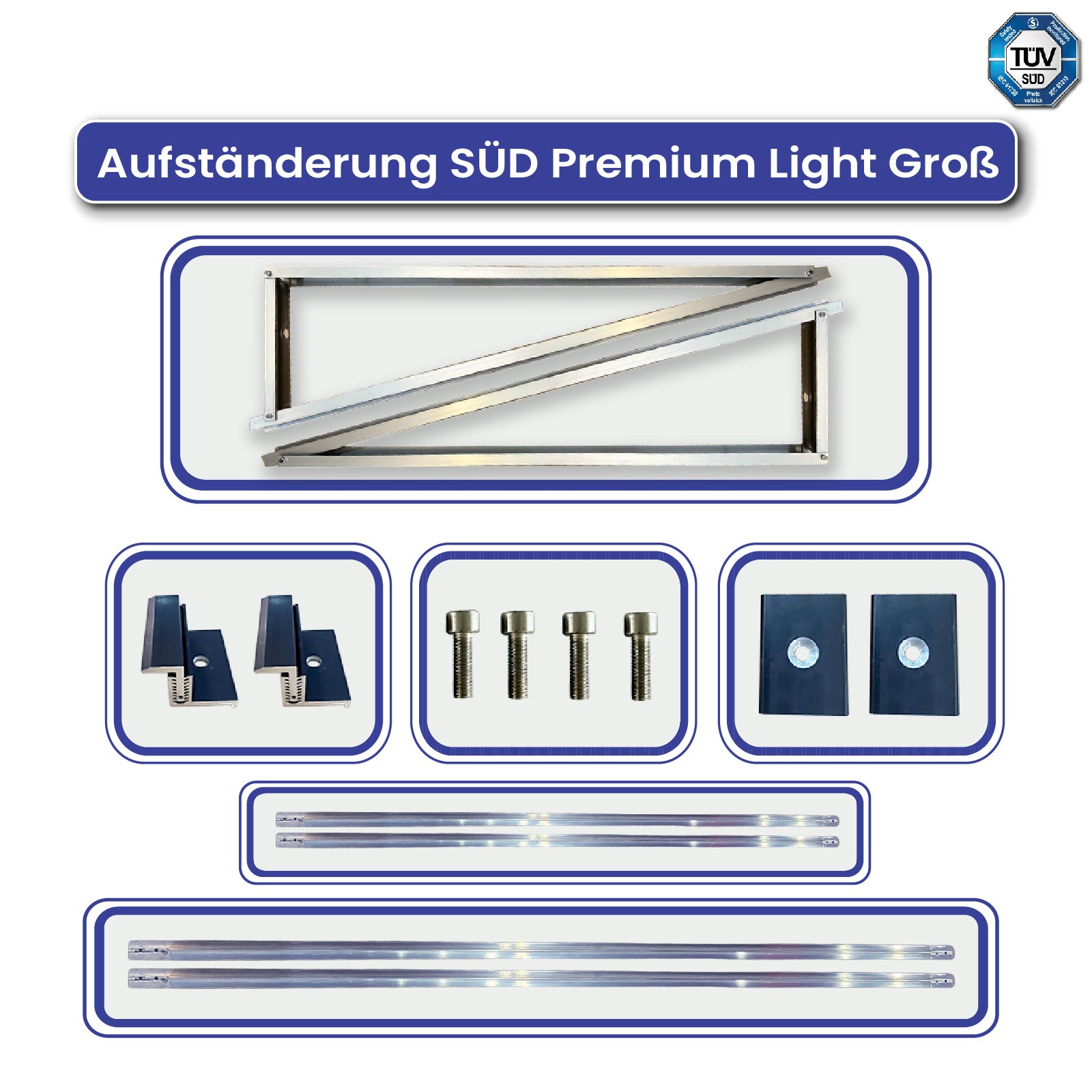 Aufständerung Süd Premium Light (Groß) für zwei Module (450/500/550) von Terralumen GmbH