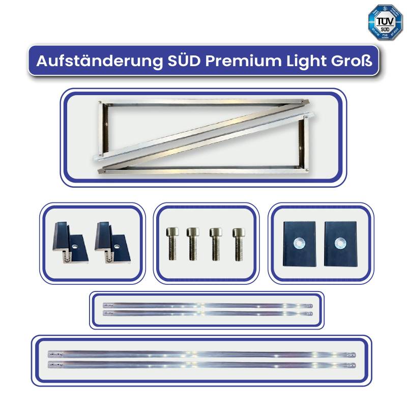 Aufständerung Süd Premium Light (Groß) für zwei Module (450/500/550) von Terralumen GmbH
