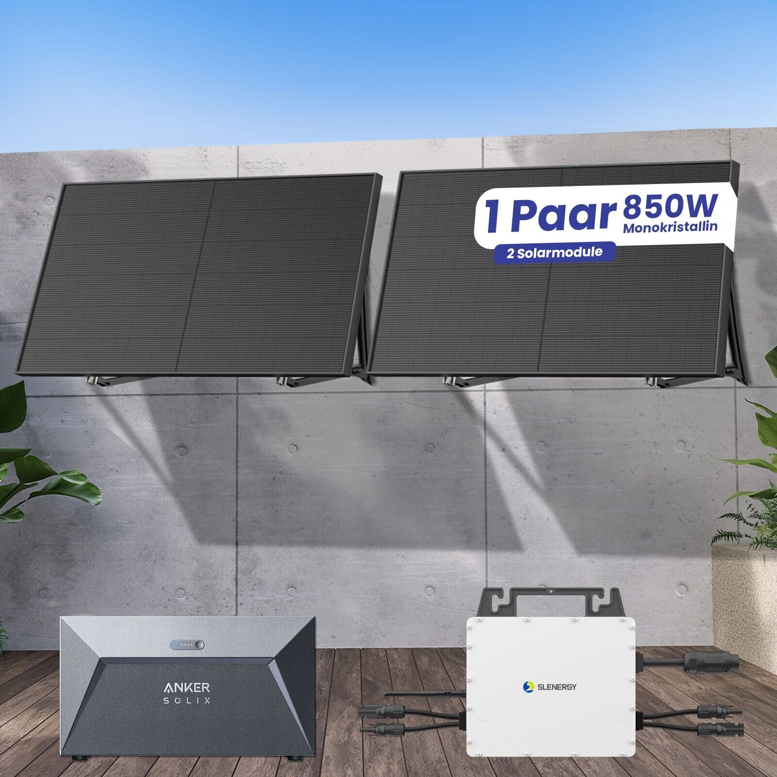 Balkonkraftwerk mit Speicher 850W | SLENERGY Wechselrichter 800W | Photovoltaik Anlage mit 1,6 kWh Solarspeicher von Anker Balkonkraftwerk mit Speicher 850W | SLENERGY Wechselrichter 800W | Photovoltaik Anlage mit 1,6 kWh Solarspeicher von Anker von Terralumen GmbH