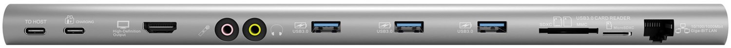 Connect C6 USB Type-C Adapter mit HDMI, 3,5mm, 3x USB 3.0, RJ45 aluminium von Terratec