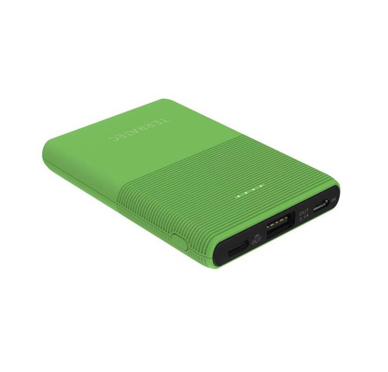 Terratec P50 Pocket Green Flash Powerbank, Mobiles Ladegerät USB USB-C Smartphone Tablet PC von Terratec