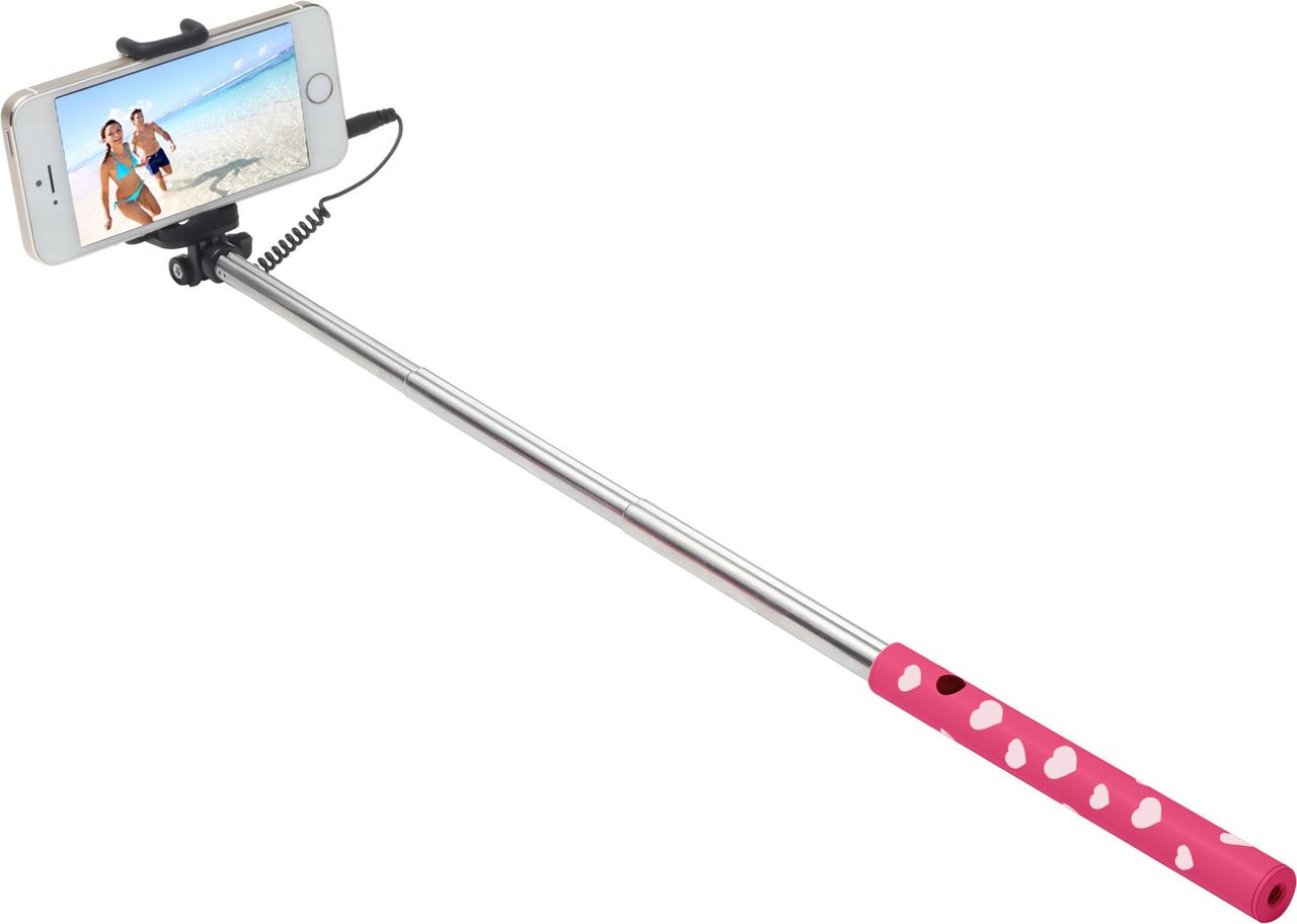 Ultron selfie hot shot Pink - 15 - 45 cm Selfie-Stick mit Kamera-Auslöser am Griff - Für Smartphones wie Samsung Galaxy , iPhone und weitere (173951) von Terratec