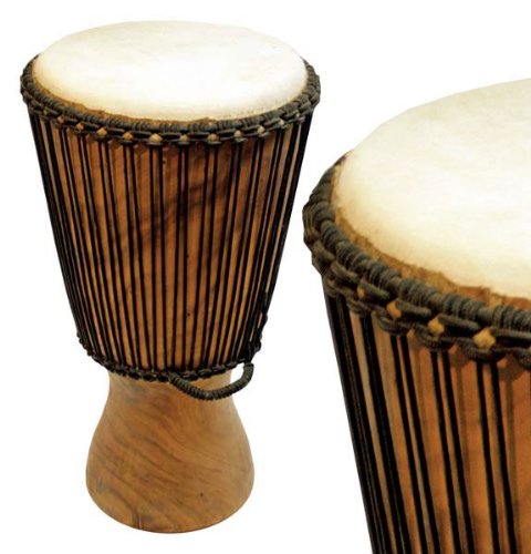 Djembé Bougarabou aus Hartholz Afrika 65cm Kuhhaut mit Fell Ø 32-34cm Kelchtrommel Bass Drum von Terré