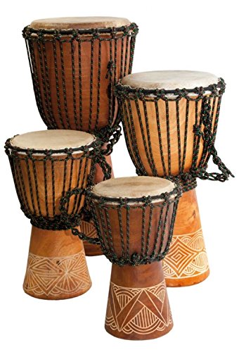 Djembé Einsteiger Trommel Mahagoni Carved 25 cm Ø 14-16 geschnitzt Muster Afrika Weltmusik Percussion von Terré