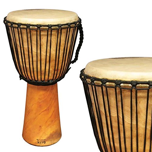 Djembé Mahagoni Geölt Trommel Afrika 60 cm Ziegenhaut Ø 26-29 cm Drum Percussion von Terré