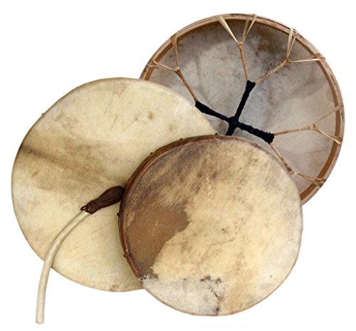 Schamanentrommel Ø 40 cm Rahmentrommel Mehrschichtiger Holzrahmen Rund Ziegenhaut Shaman Drum inklusive Stick von Terré