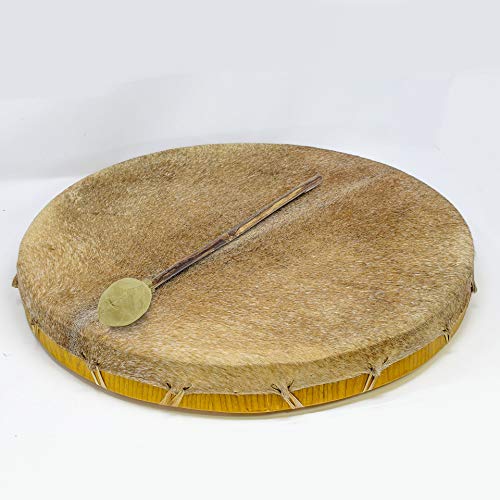 Shamandrum 60 cm Rahmentrommel Rund Ziegenhaut Behaart im mysevendo Set Shaman Drum Goat Skin inkl. Stick von Terré