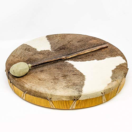 Shamandrum Ø 45 cm Rahmentrommel Rund Ziegenhaut Behaart im mysevendo Set Shaman Drum Goat Skin inkl. Stick von Terré