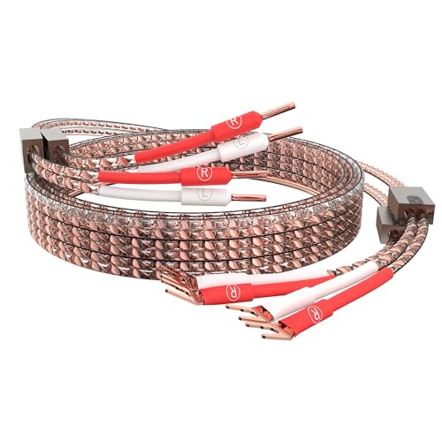 Tertullus 1 Paar VS903 High-End OFC Flaches Vollkupfer Lautsprecherkabel Hochreines 99.999% 17 AWG (1,0 mm2) HiFi Dynamisches Lautsprecherkabel Litze (Doppelstrang) (Spaten zu Banane 2.5m) von Tertullus