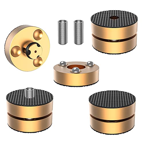 Tertullus 4er Set Lautsprecher-Füße Resonanzdämpfer Aluminium Füße Audio Dämpfer Shock Absorber Schwingungsdämpfer mit stoßdämpfende Perle für Lautsprecher und Geräte (IF4023G-Gold) von Tertullus