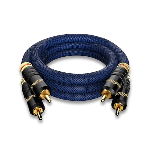 Tertullus HiFi Audio Cinch Cable 1m HiFi Cinch Kabel OFC versilbertes Liter mit Doppelter Abschirmung 2 CinchStecker auf 2 Cinch Stecker HiFi-Signalkabel für CD, verstärker, Audio, Decoder von Tertullus