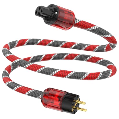 Tertullus HiFi High End Netzkabel C15 Stromkabel HiFi Audio kaltgerätekabel Mit Schukostecker & Kaltgerätestecker (P046, 2m) von Tertullus