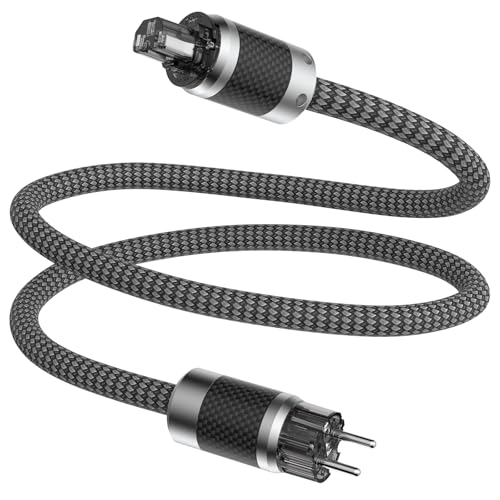 Tertullus HiFi High End Netzkabel C15 Stromkabel HiFi Audio kaltgerätekabel Mit Schukostecker & Kaltgerätestecker (E860, 1m) von Tertullus