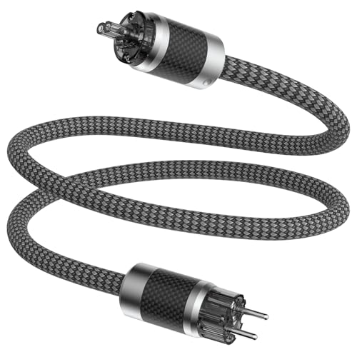 Tertullus HiFi High End Netzkabel C15 Stromkabel HiFi Audio kaltgerätekabel Mit Schukostecker & Kaltgerätestecker (E860- (Europastecker/C7), 1.5m) von Tertullus