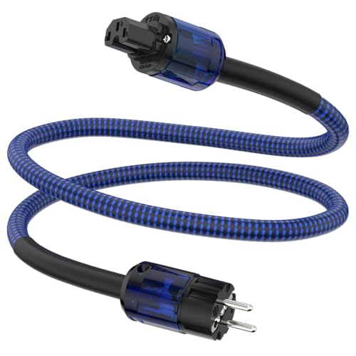 Tertullus HiFi High End Netzkabel C15 Stromkabel HiFi Audio kaltgerätekabel Mit Schukostecker & Kaltgerätestecker (P037, 1.5m) von Tertullus