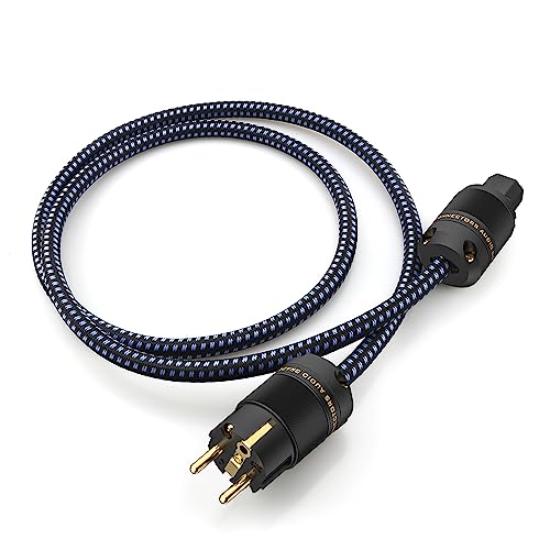 Tertullus HiFi High End Netzkabel Geschirmt 1M Stromkabel 3 x 2,5 mm² kaltgerätekabel Mit Schukostecker & Kaltgerätestecker C15 Für Verstärker,DVD Player,AV Receiver,Vorstufe,Heimkino(1m, P25) von Tertullus