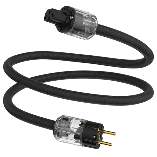 Tertullus HiFi High End Netzkabel C15 Stromkabel HiFi Audio kaltgerätekabel Mit Schukostecker & Kaltgerätestecker (P029, 1m) von Tertullus